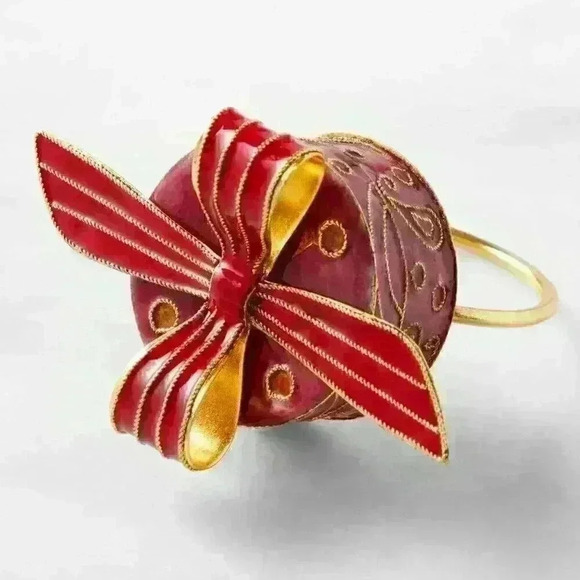 Set of 4-Cloisonne Gift Box Napkin Rings - Picture 1 of 4